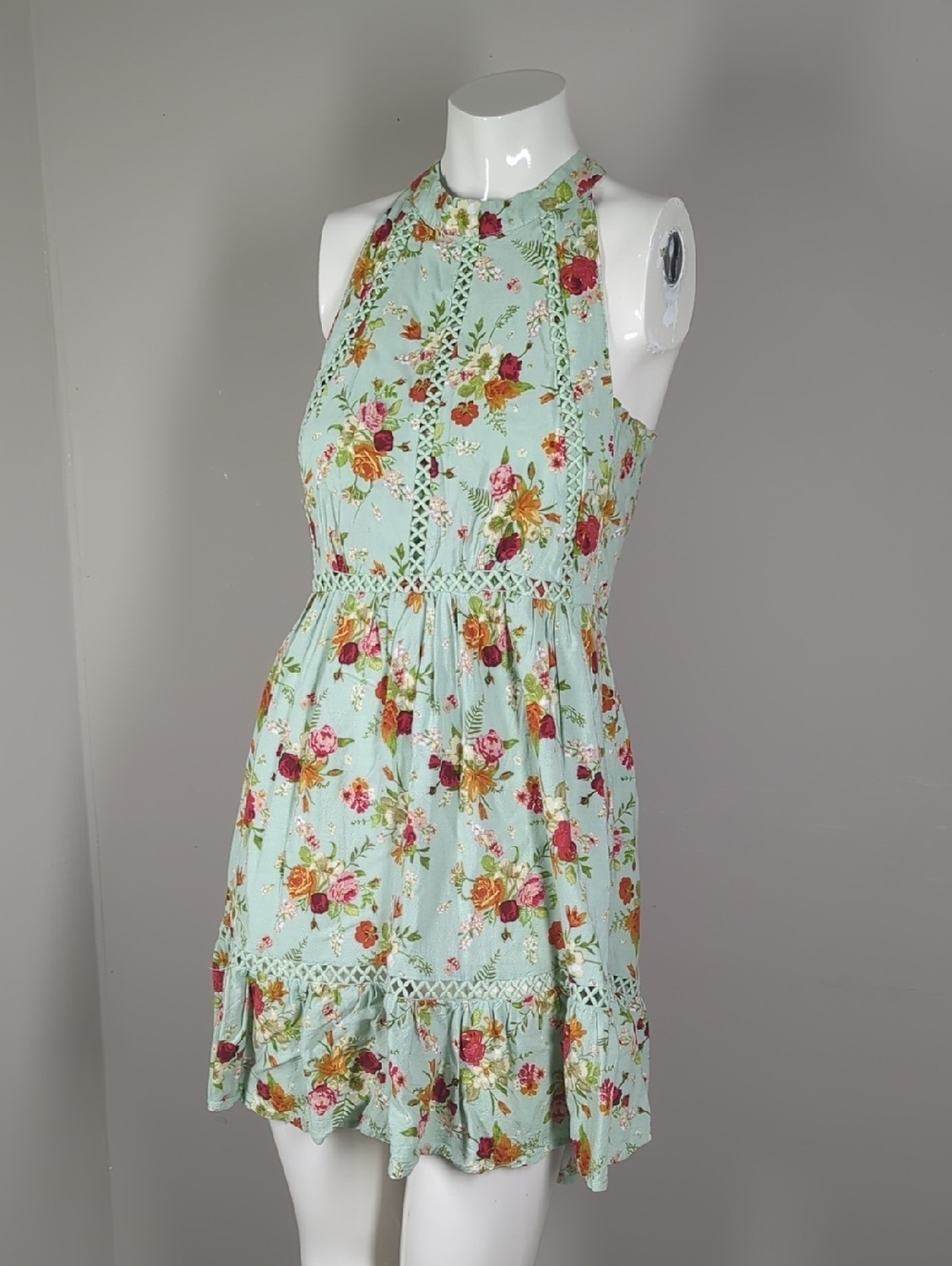 Sunday Mi Amor Floral Halter Mini Dress Open Back Small Two dress Bundle